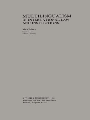 cover image of Multilingualism in International Law and Institutions